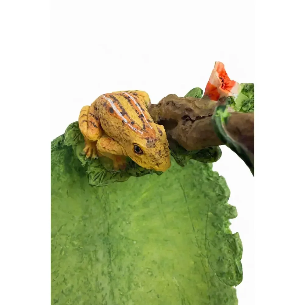 Whimsical Frog & Lily Pad Resin Decorative Basket - Cottagecore Home Decor